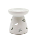 1x Sm Classic White Oil Burner - Moon & Star