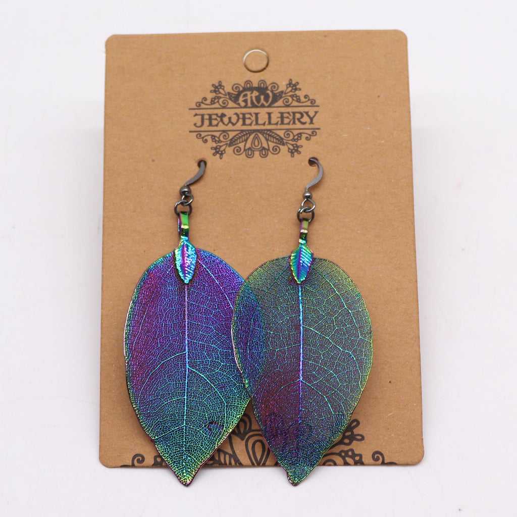 Earrings - Bravery Leaf - Rainbow