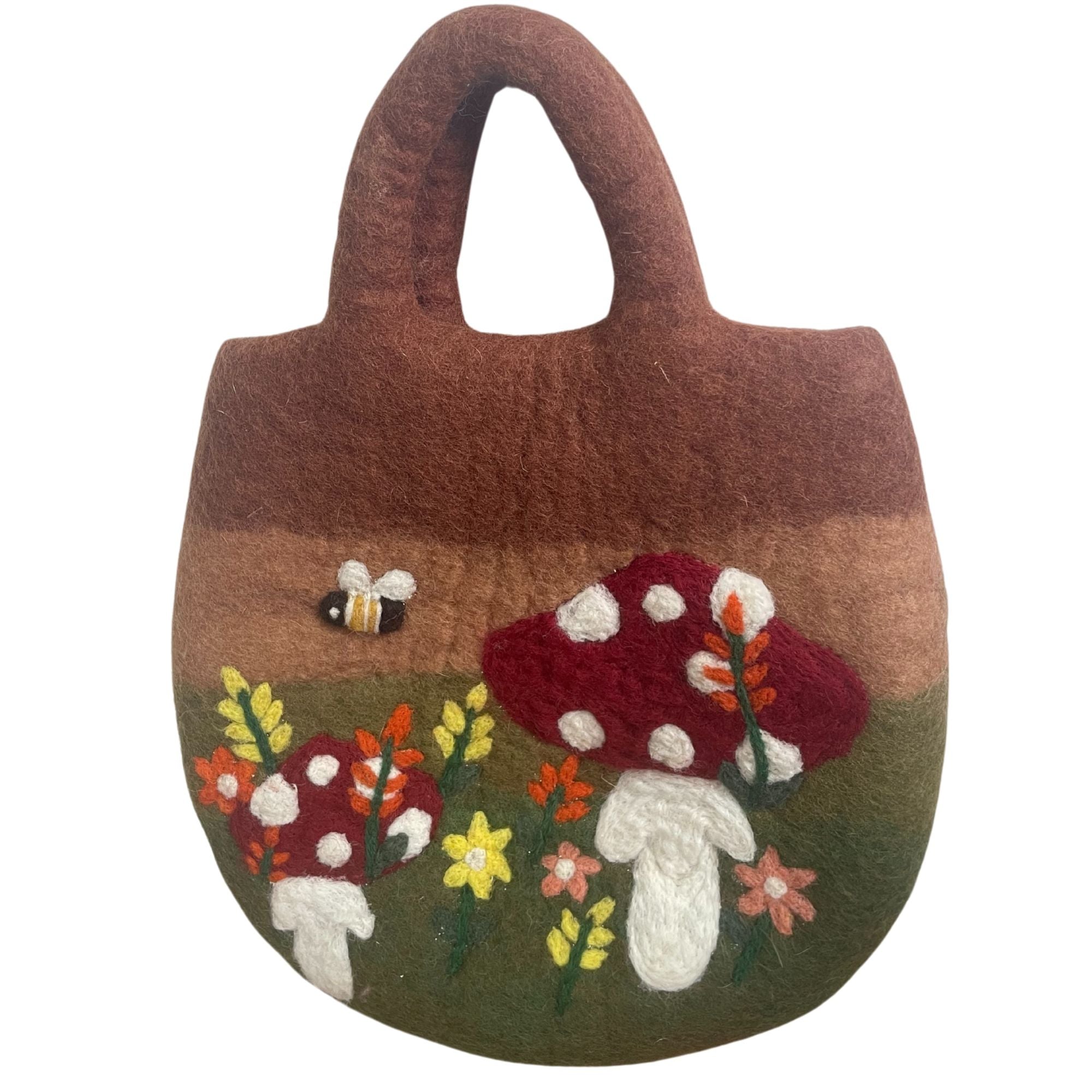 Mushroom Garden Felted Bag - 35x27cm