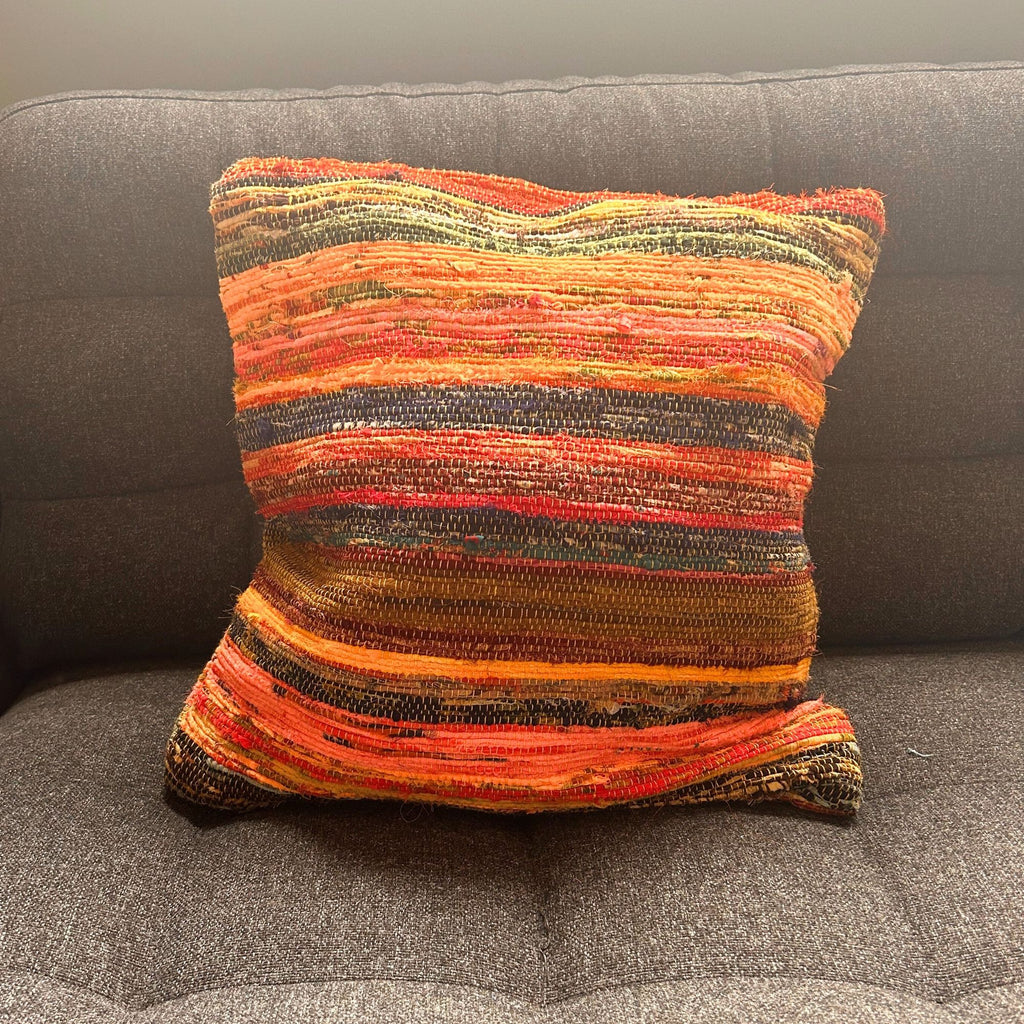 Rag Rug Cushion Covers - 40x40cm - Sunrise Oranges