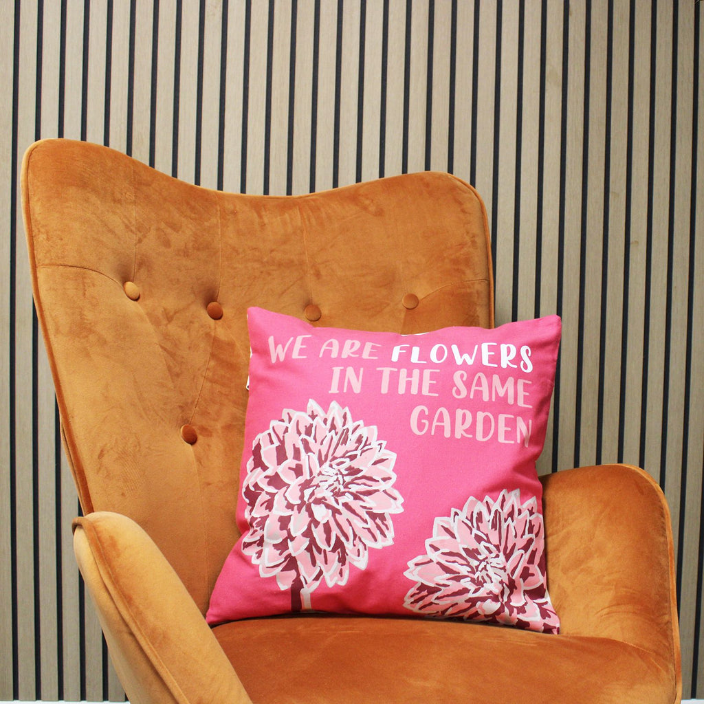 Printed Cotton Cushion Cover - We are Leaves - Yellow