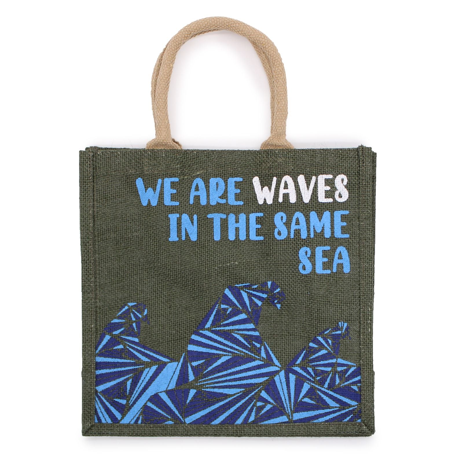 Printed Jute Bag - We are Waves - Blue